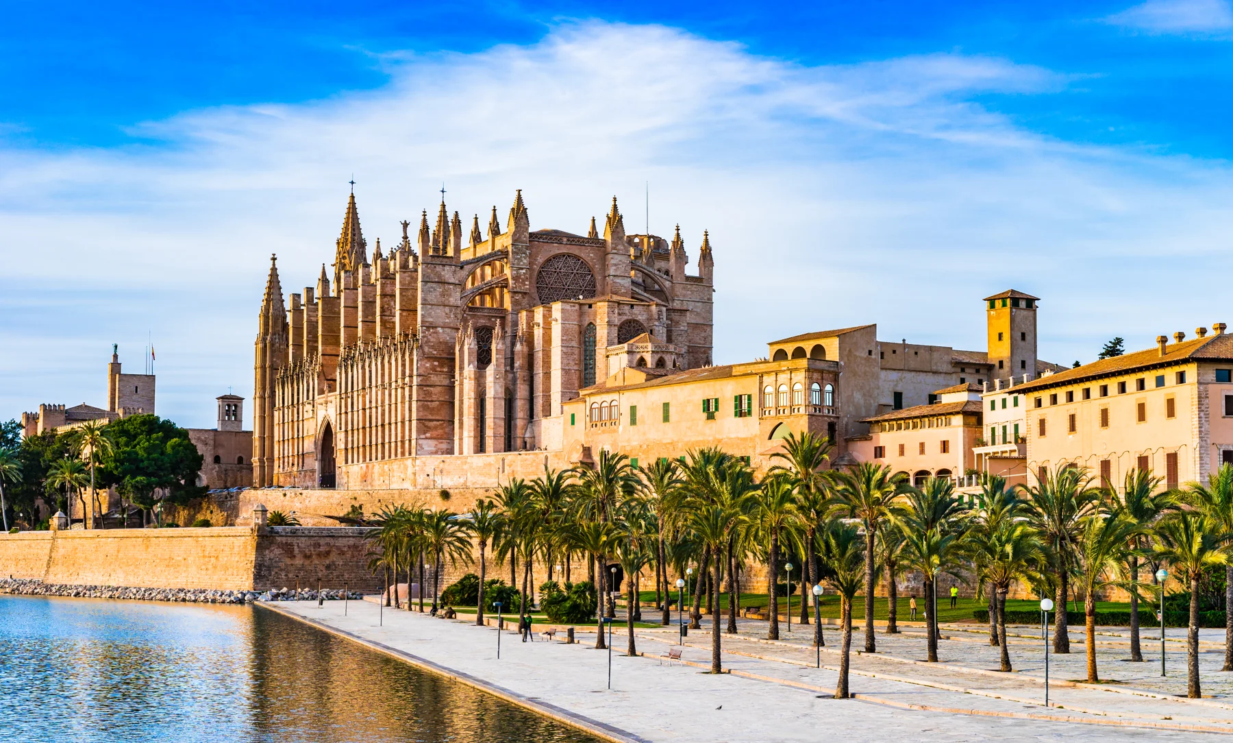 kathedrale la seu und parc del mar in palma de mallorca spanien